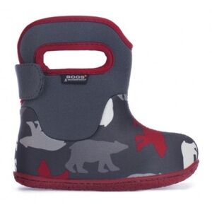 Bogs Kids Gray and Red Rain & Snow Boots